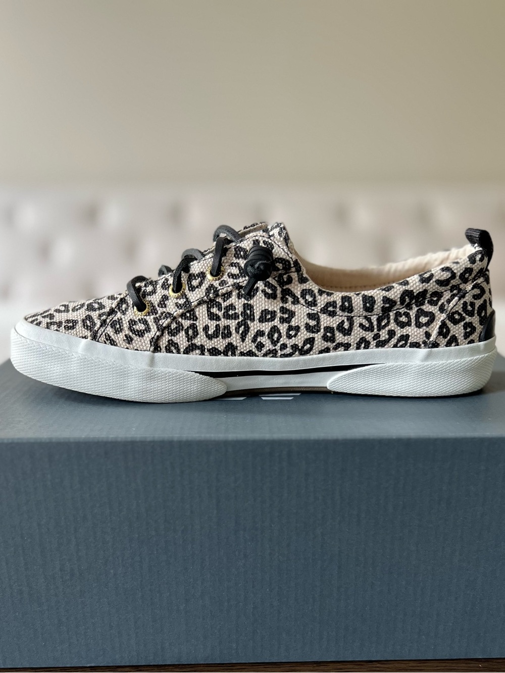 Sperry Pier Wave LTT Sneakers Cream Black Cheetah Animal Print - Picture 7 of 11